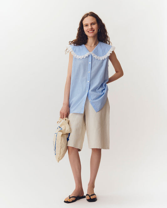 【7月上旬お届け】SLEEVELESS LACE BLOUSE