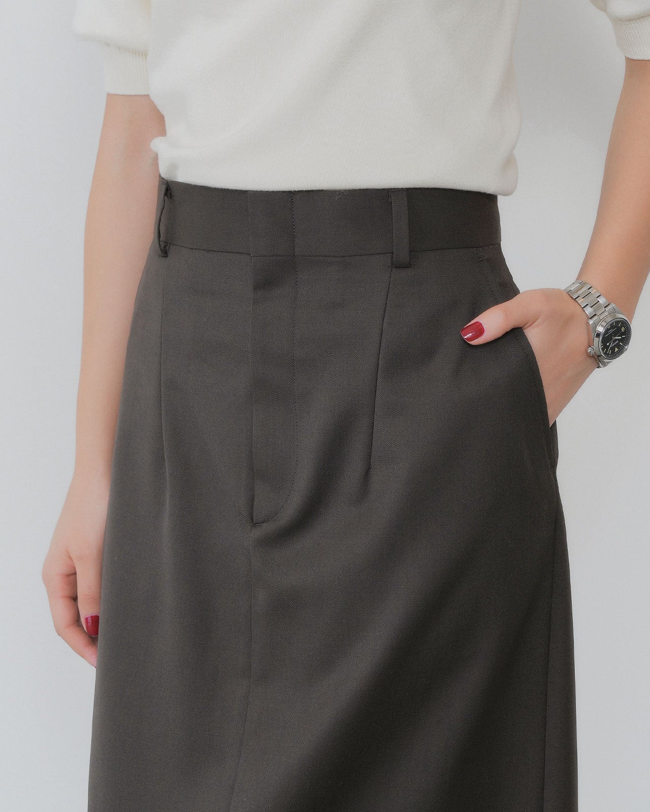 【9月中旬お届け】WASHABLE WOOL CHRYSLER SKIRT