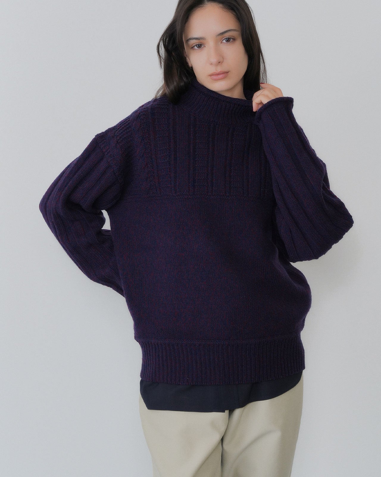 【10月下旬入荷予定】MIXED YARN MOCK NECK KNIT