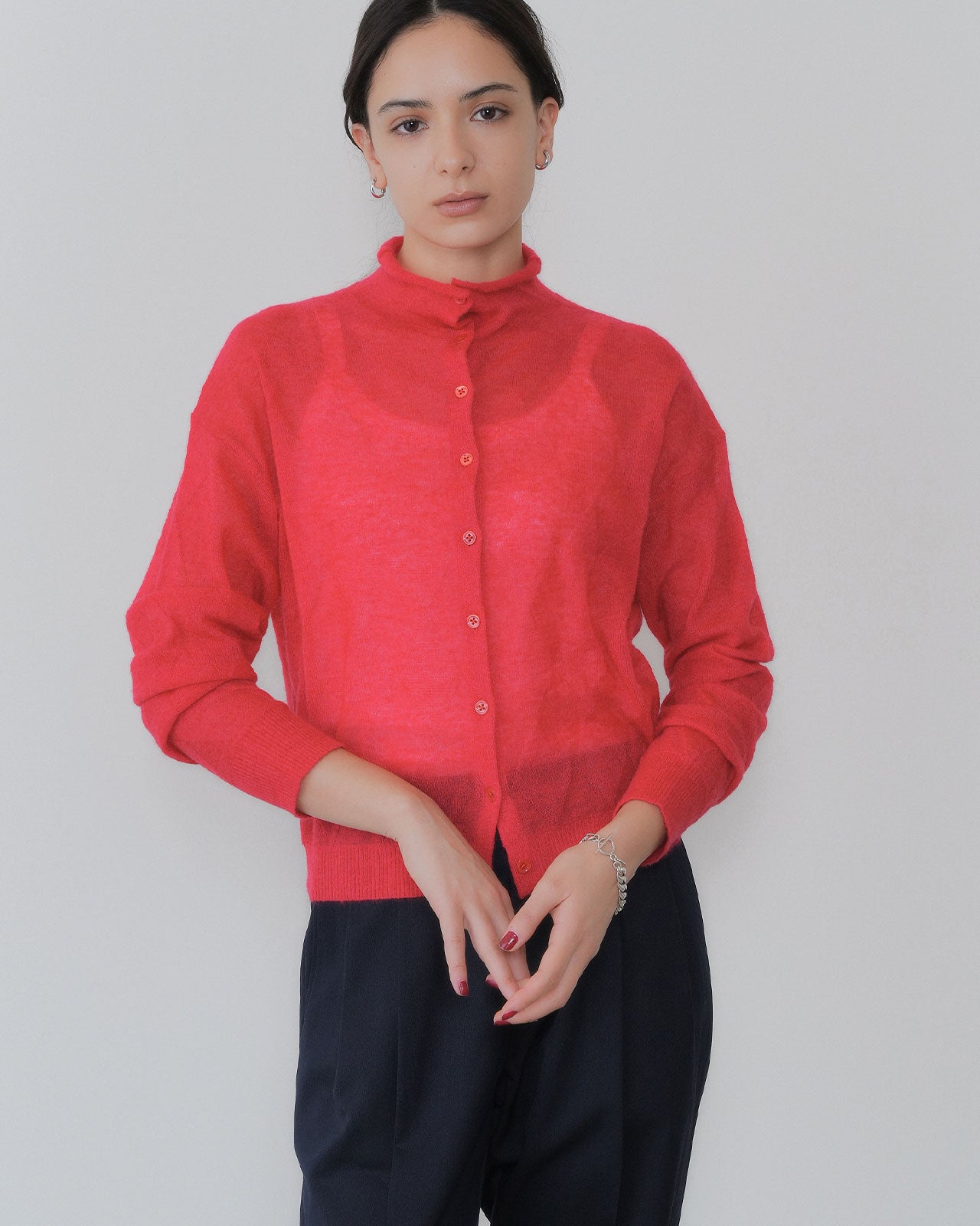 【9月中旬お届け】SHEER ARGYLE KNIT CARDIGAN