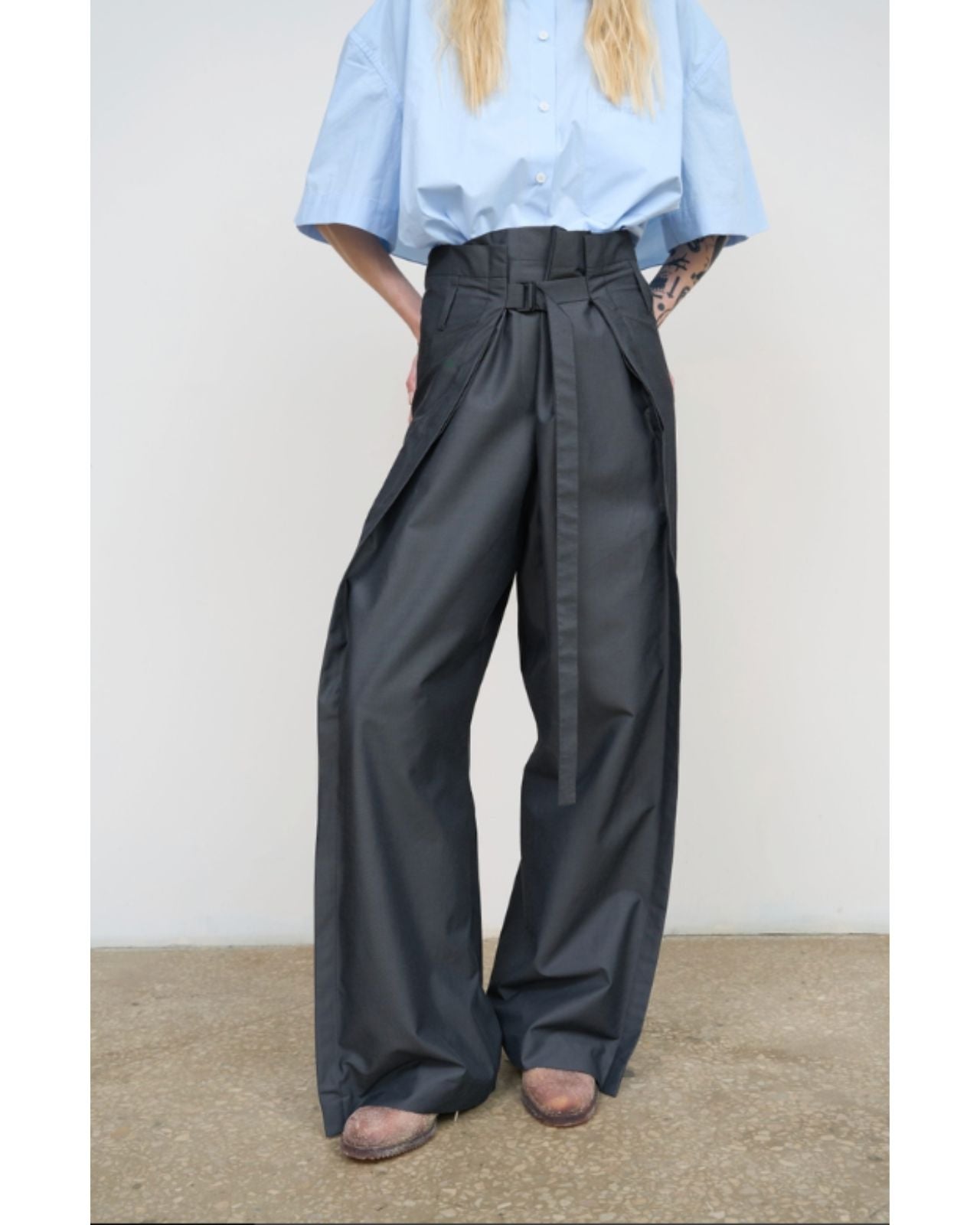 【40%OFF】LITKOVSKA WIDE COTTON PANTS WITH ADJUSTIBLE WAIST