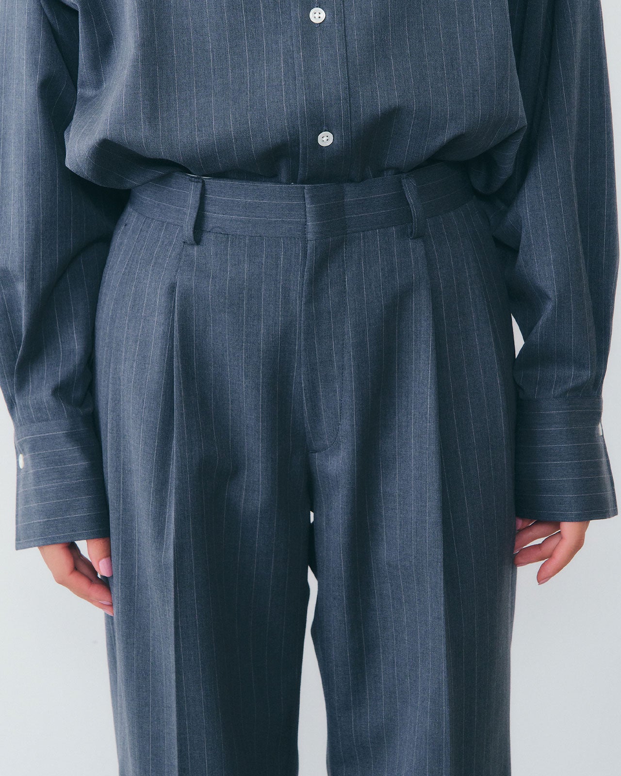 【10月上旬入荷予定】WASHABLE WOOL CHRYSLER PANTS（STRIPE)