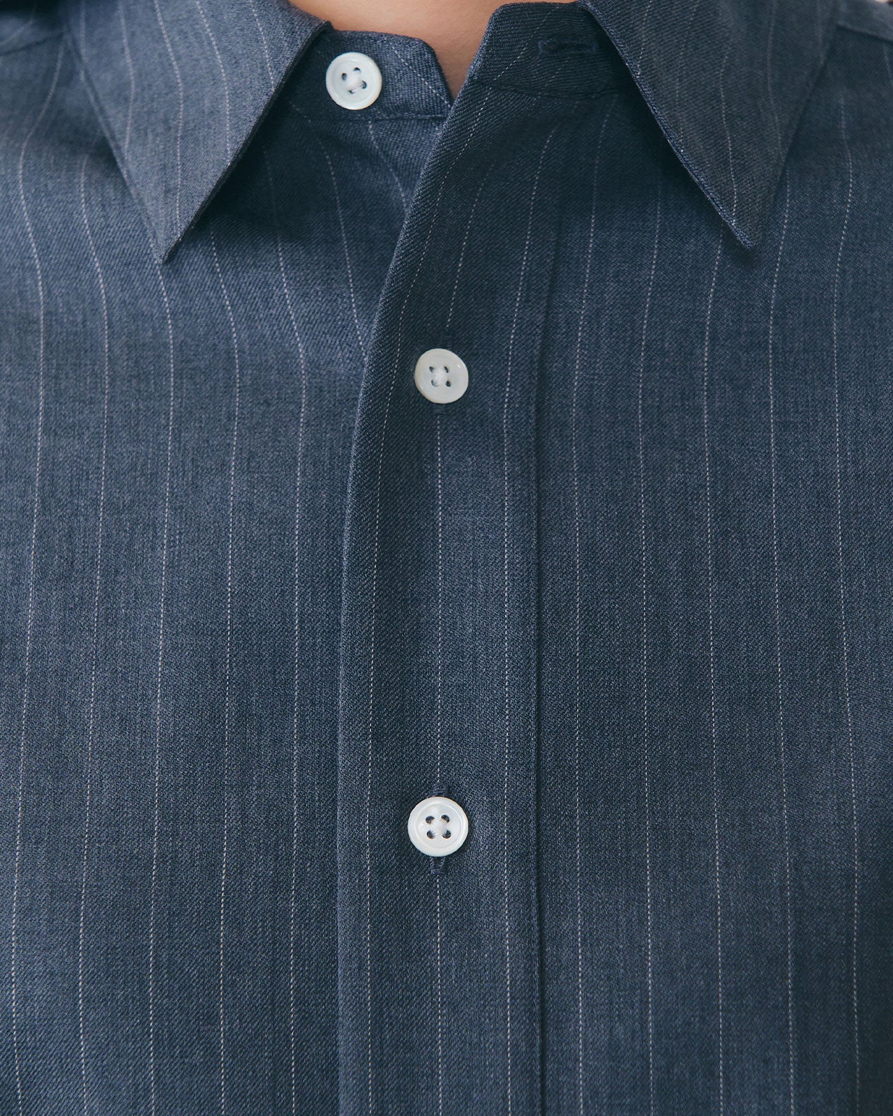 【10月上旬入荷予定】WASHABLE WOOL DADDY SHIRT(STRIPE)