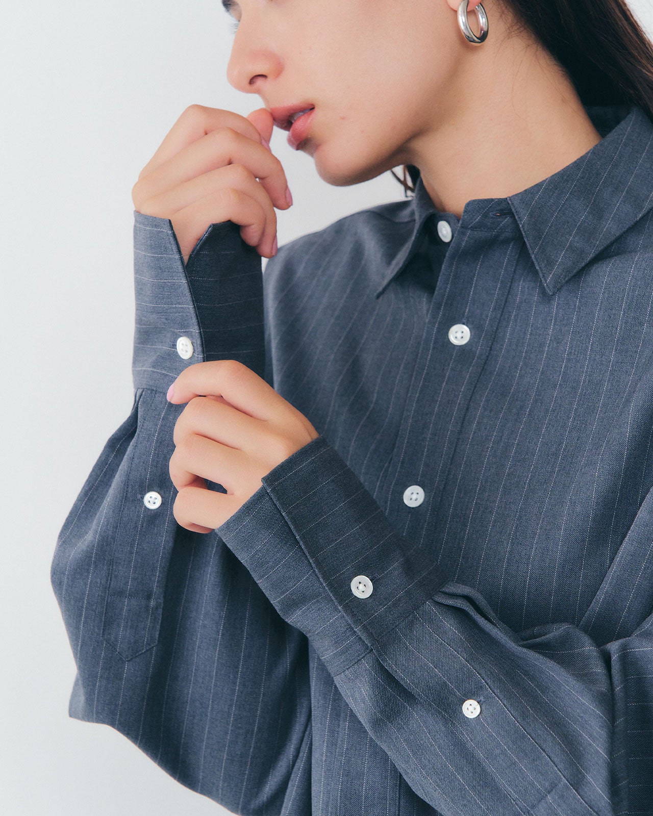 【10月上旬入荷予定】WASHABLE WOOL DADDY SHIRT(STRIPE)