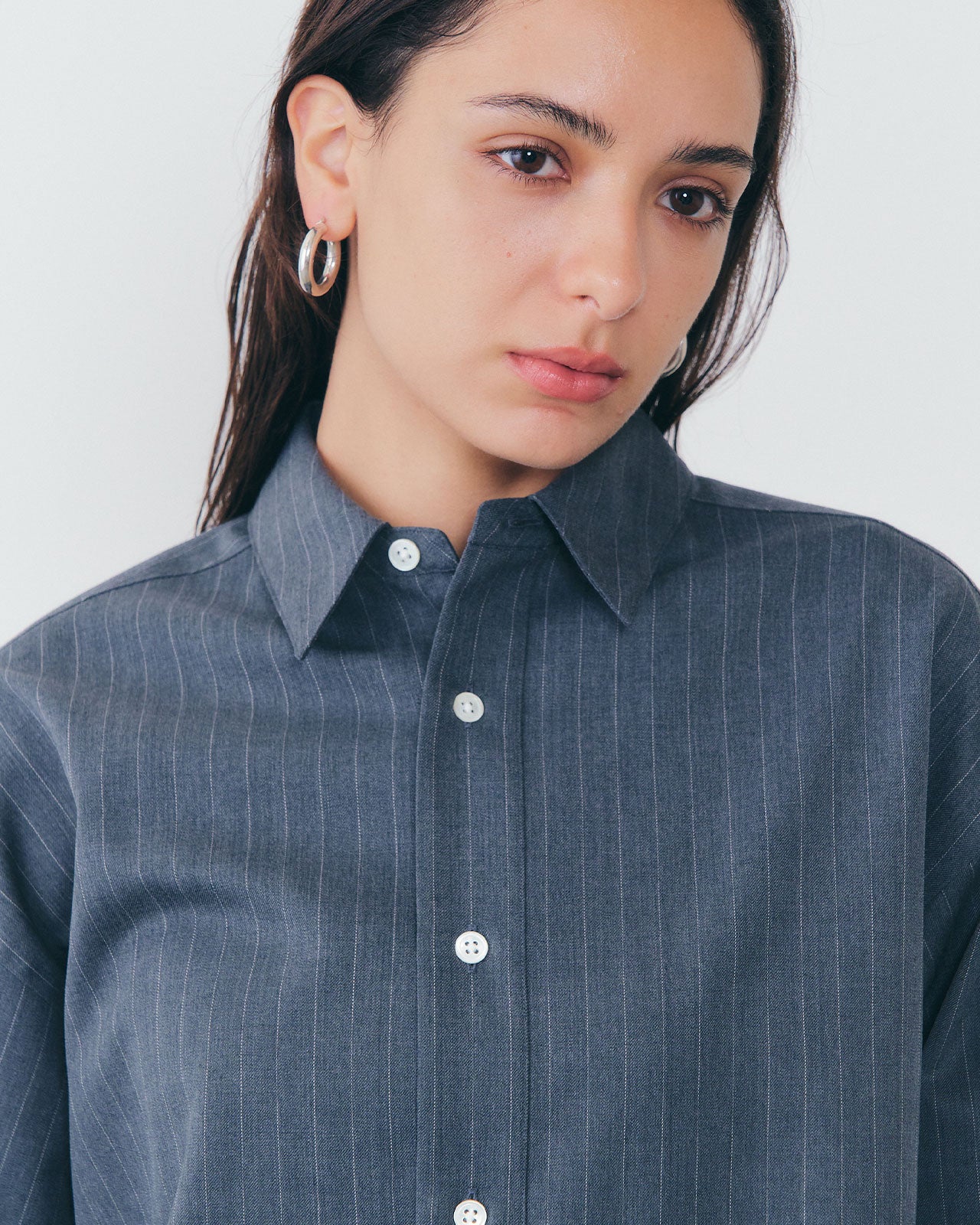 【10月上旬入荷予定】WASHABLE WOOL DADDY SHIRT(STRIPE)