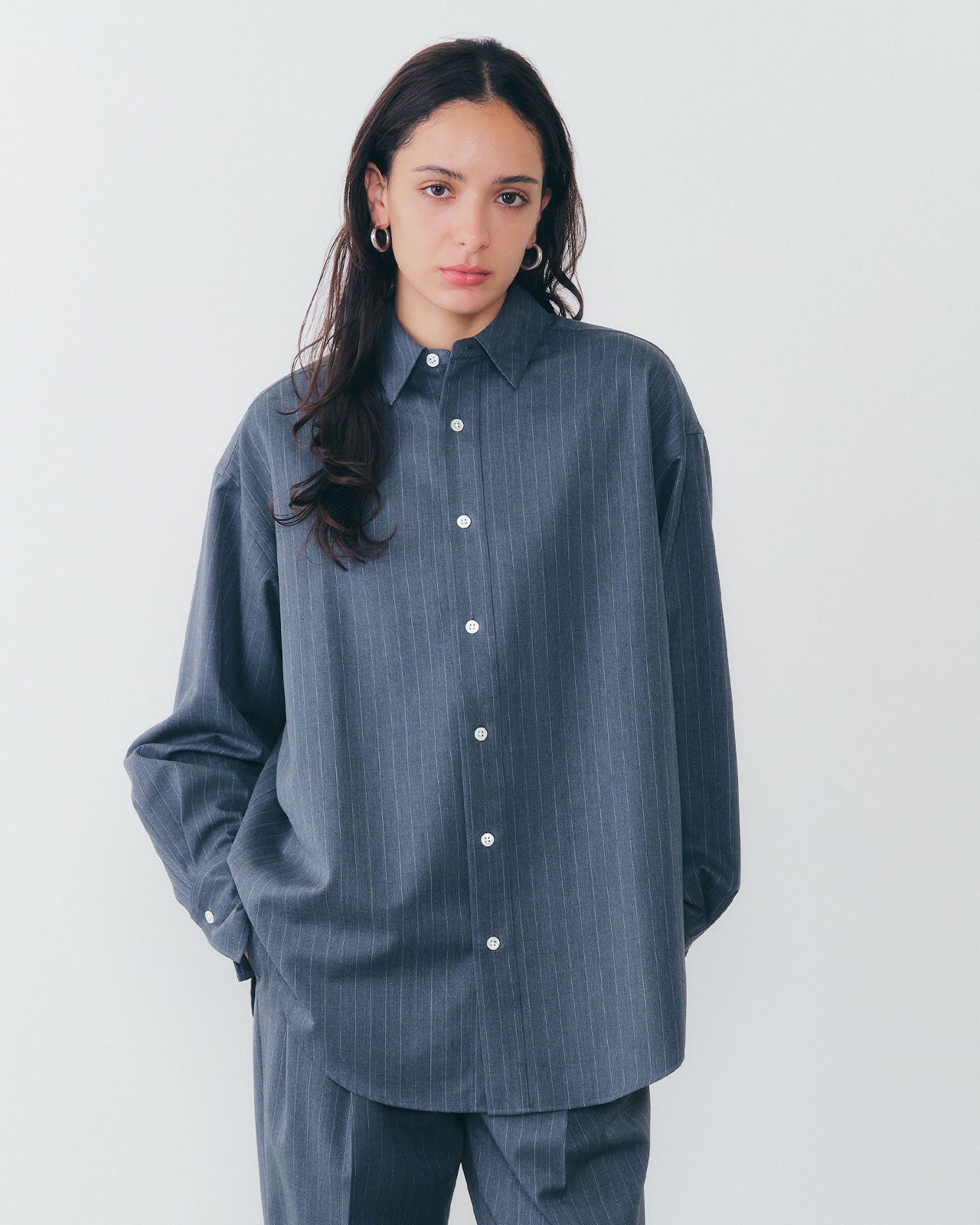 【10月上旬入荷予定】WASHABLE WOOL DADDY SHIRT(STRIPE)