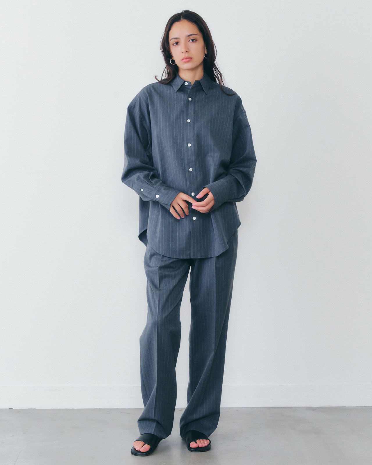 【10月上旬入荷予定】WASHABLE WOOL DADDY SHIRT(STRIPE)