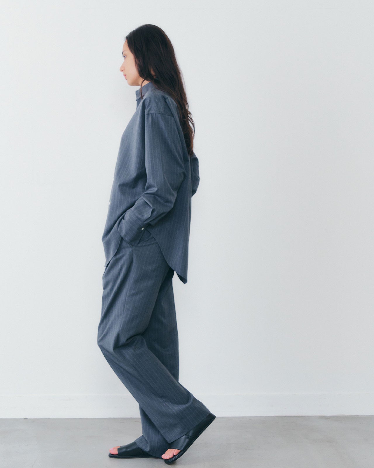 【10月上旬入荷予定】WASHABLE WOOL DADDY SHIRT(STRIPE)