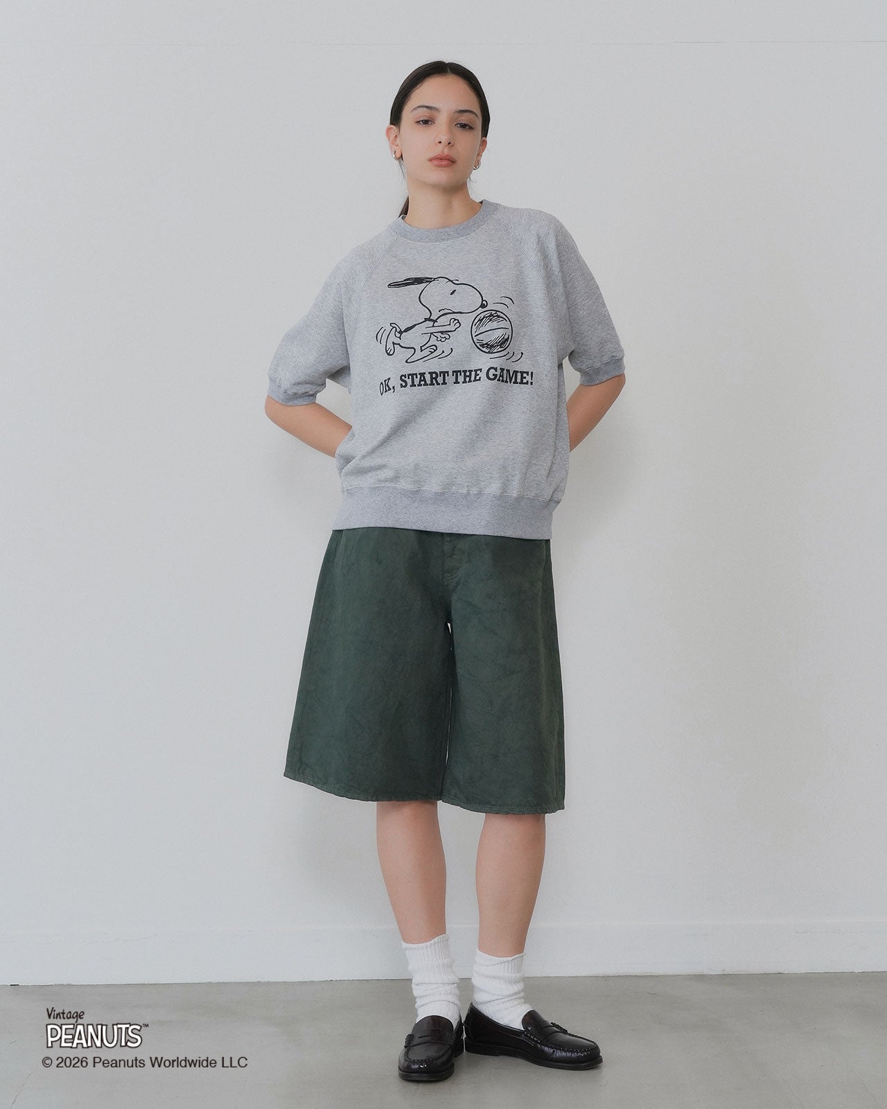【6月下旬お届け】PEANUTS HALF SLEEVE SWEATSHIRT