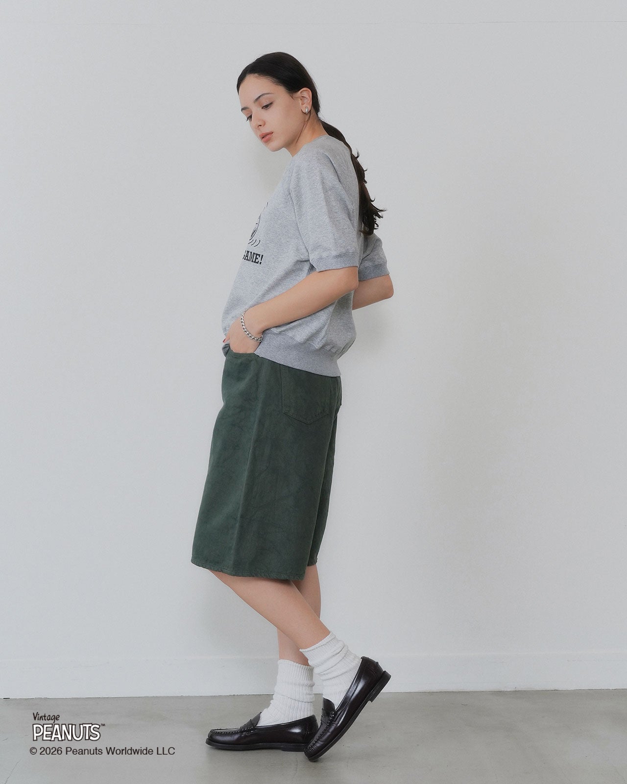 【6月下旬お届け】PEANUTS HALF SLEEVE SWEATSHIRT