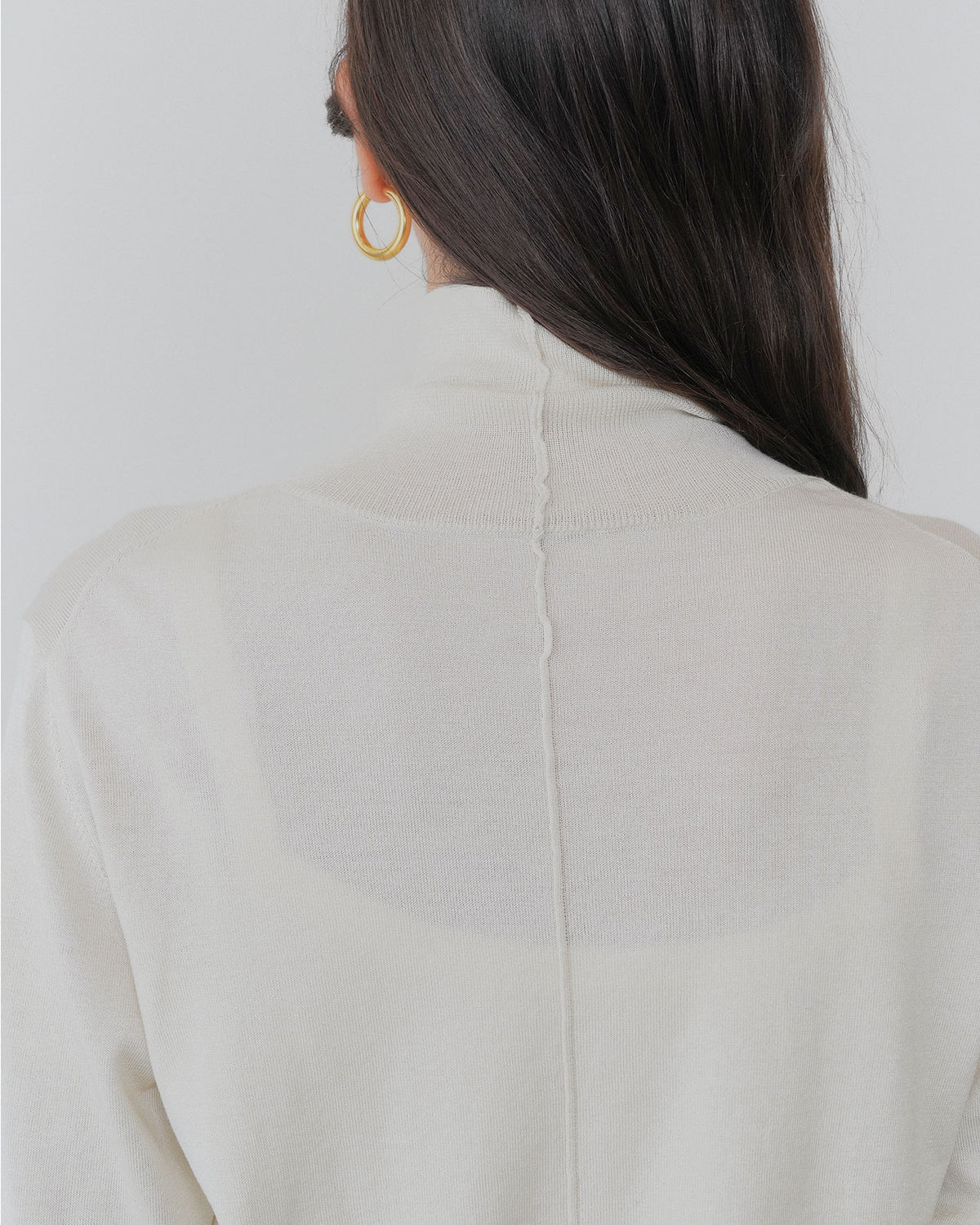 【新色:LIGHT BEIGE】COTTON SILK HIGH NECK KNIT