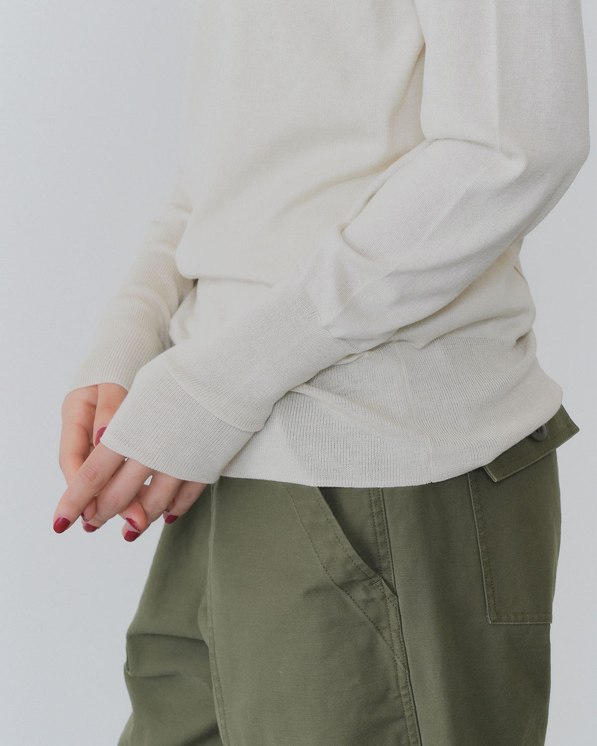 【新色:LIGHT BEIGE】COTTON SILK HIGH NECK KNIT