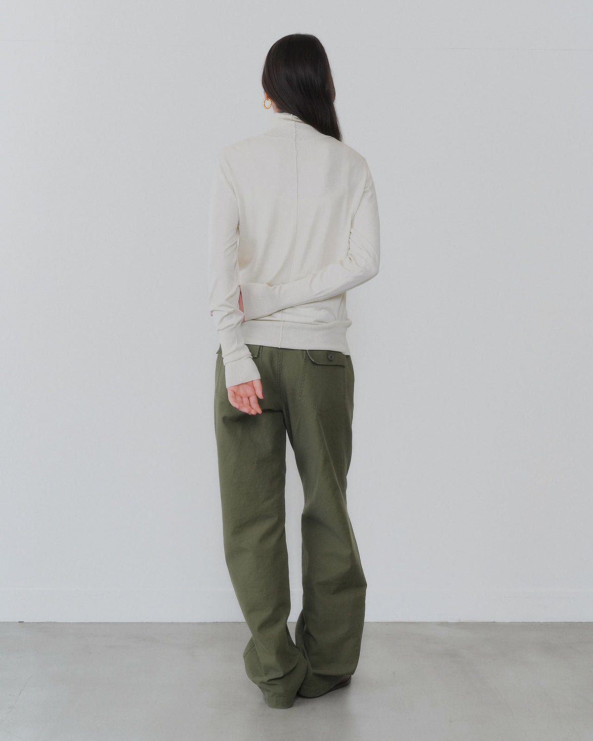 【新色:LIGHT BEIGE】COTTON SILK HIGH NECK KNIT
