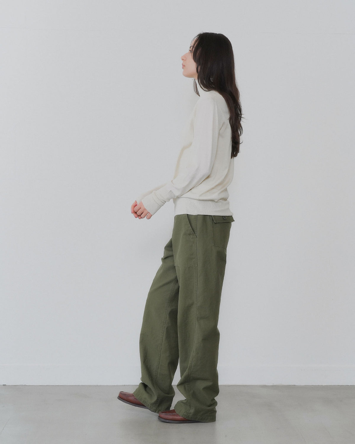 【新色:LIGHT BEIGE】COTTON SILK HIGH NECK KNIT