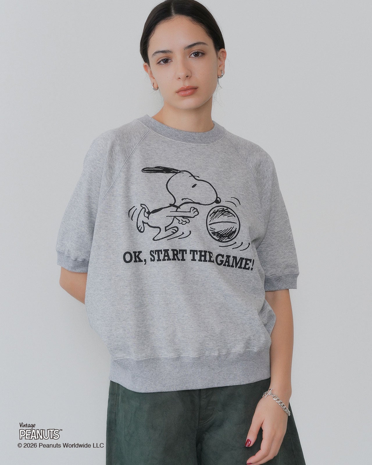 【6月下旬お届け】PEANUTS HALF SLEEVE SWEATSHIRT