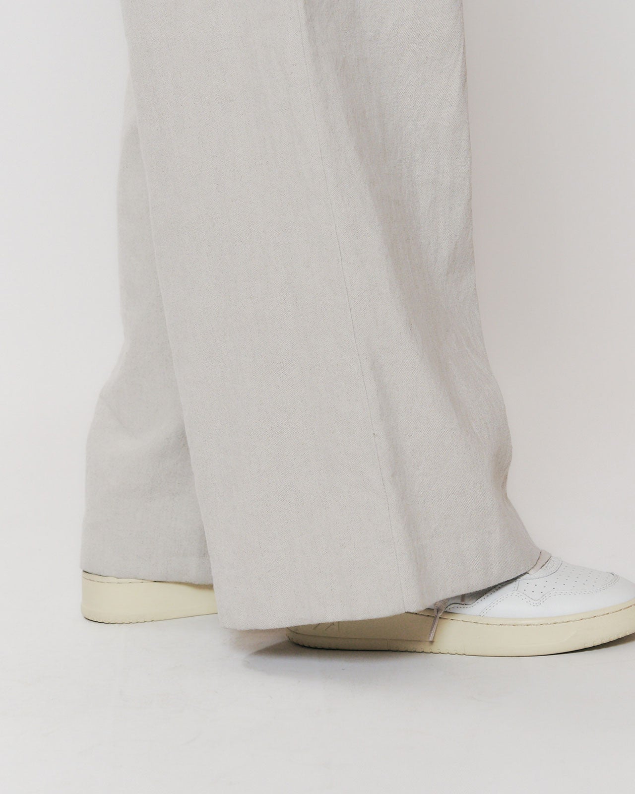 COTTON LINEN TACK WIDE PANTS