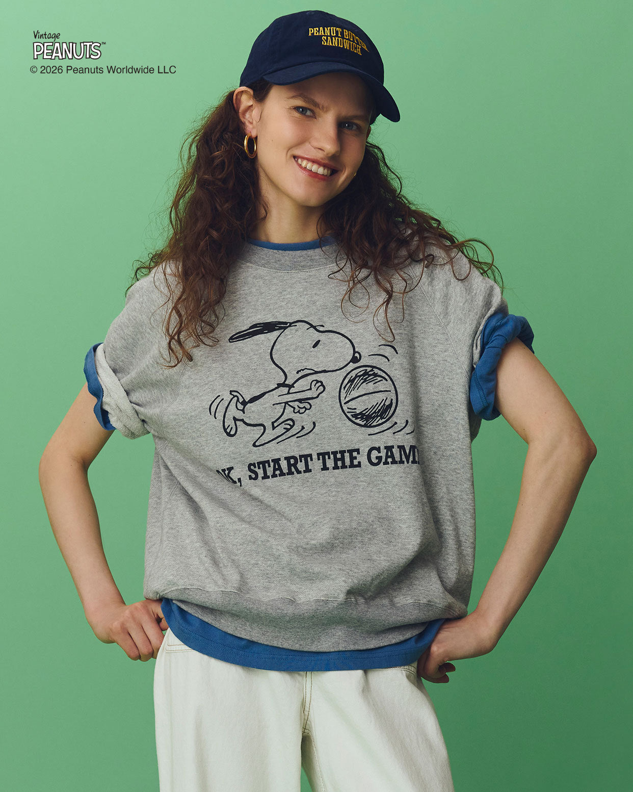 【6月下旬お届け】PEANUTS HALF SLEEVE SWEATSHIRT