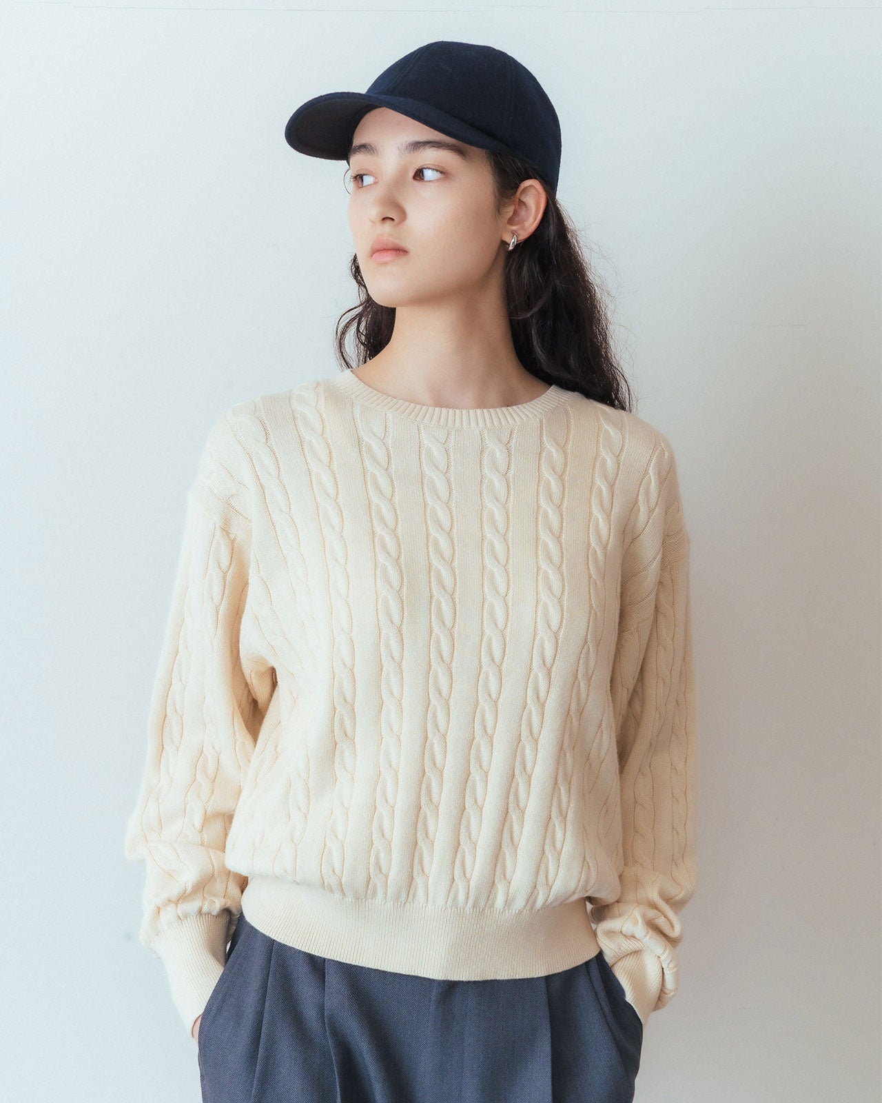 COTTON CASHMERE CABLE KNIT