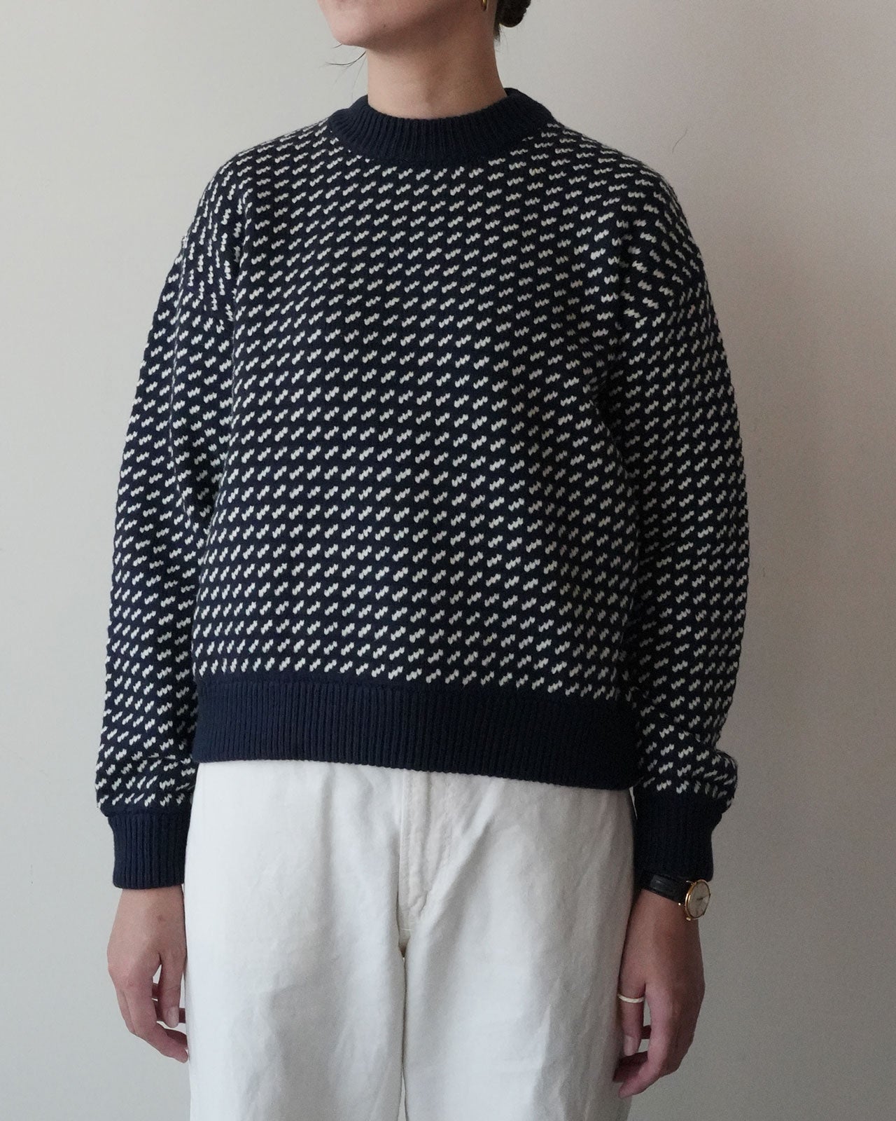 L.L.BEAN Wayne Sweater Bird s-Eye