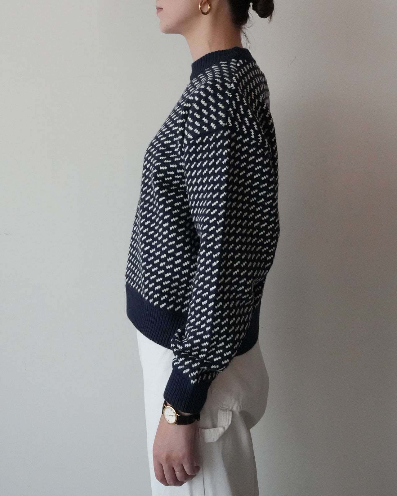 L.L.BEAN Wayne Sweater Bird s-Eye