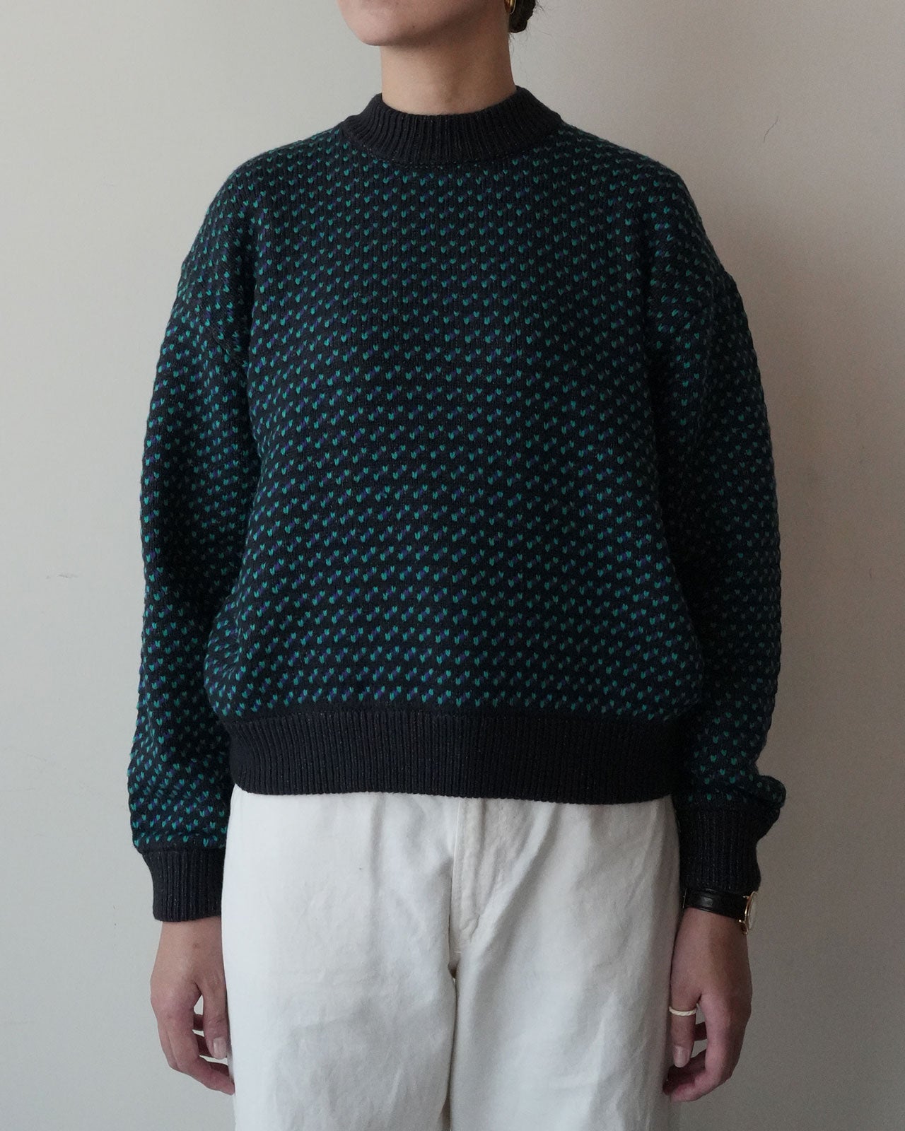 L.L.BEAN Wayne Sweater Bird s-Eye