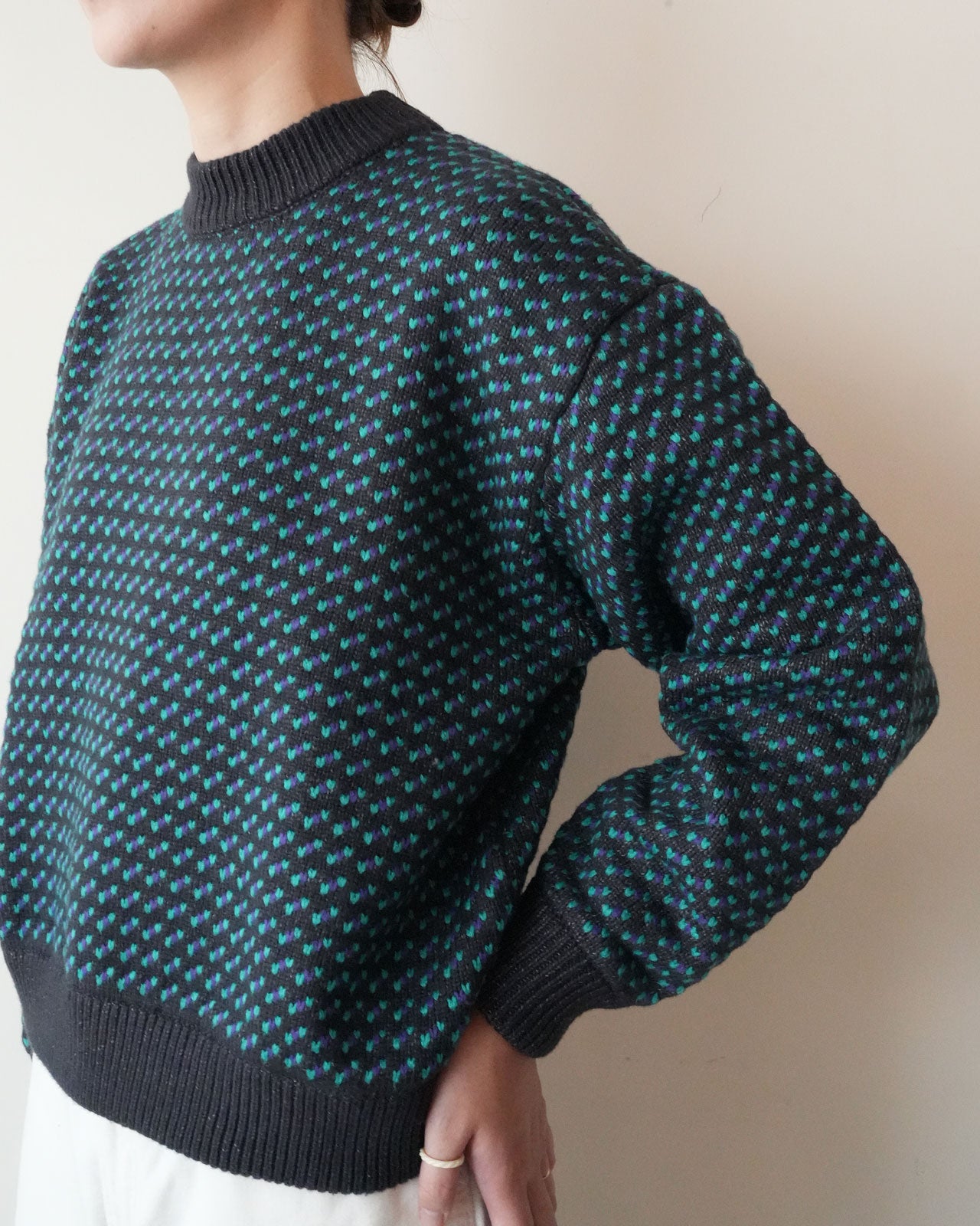 L.L.BEAN Wayne Sweater Bird s-Eye