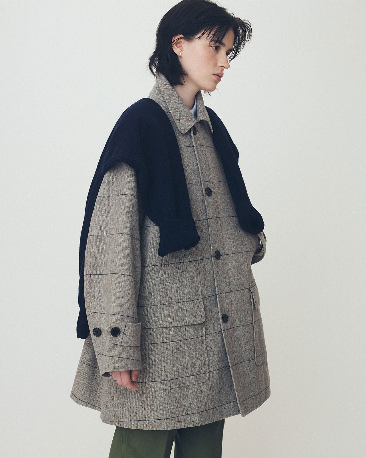 【10月上旬入荷予定】WOOL CHECKED A-LINE COAT