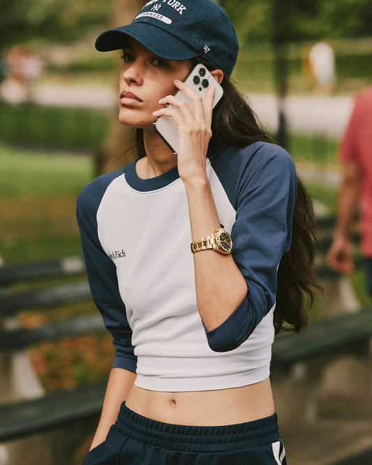 SPORTY&RICH Yankees serif baseball tee