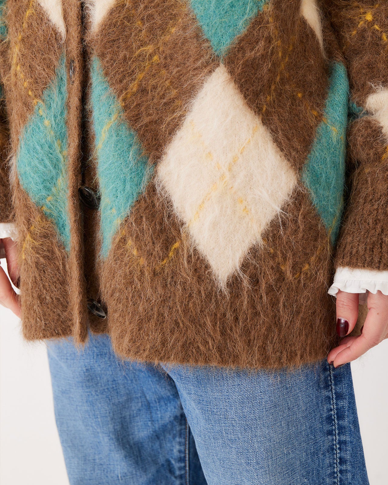 SHAGGY ARGYLE CARDIGAN