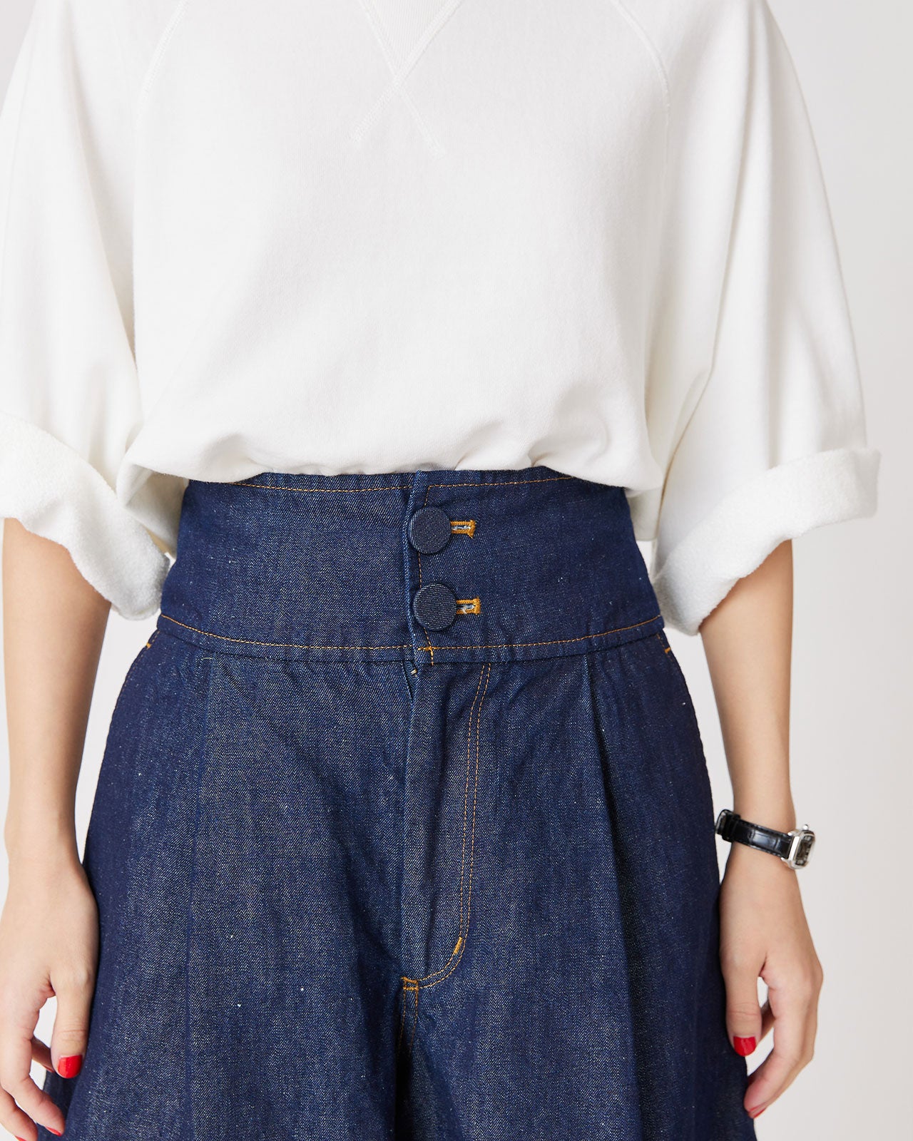 FLARE DENIM SHORTS